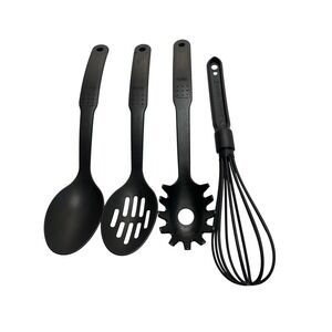 Prestige Black Kitchen Utensil Set Spoon Slotted Spoon Spaghetti Server Whisk